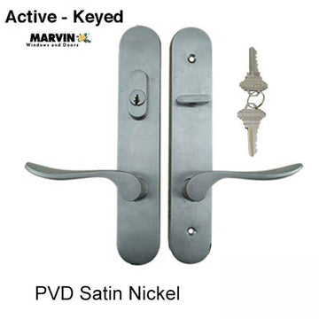 Marvin Door Handle Set PVD Satin Nickel Active Keyed Marvin Door Handle